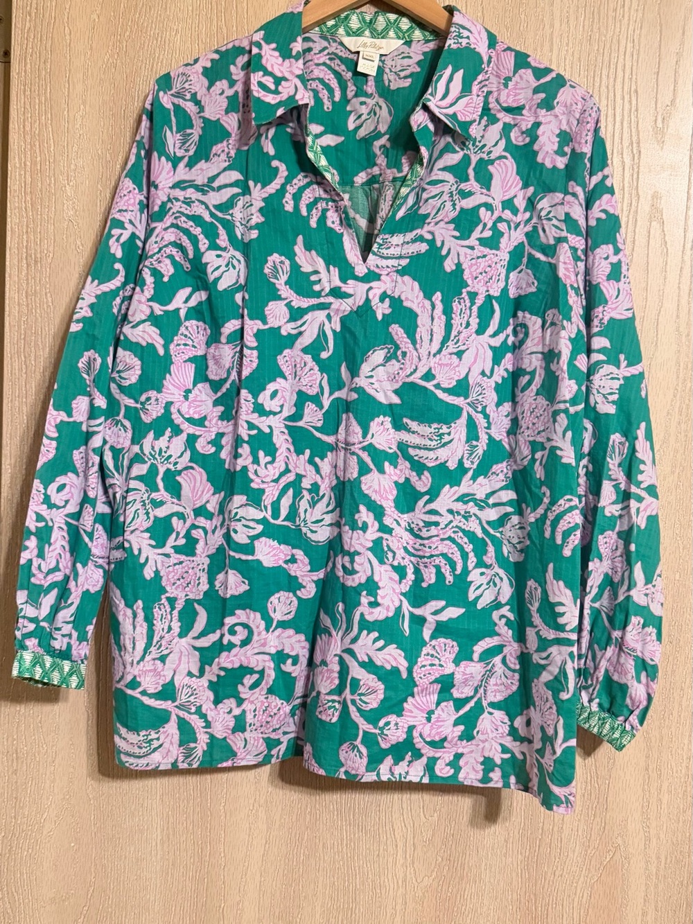 Lilly Pulitzer Green and Pink Floral Button-Down Shirt